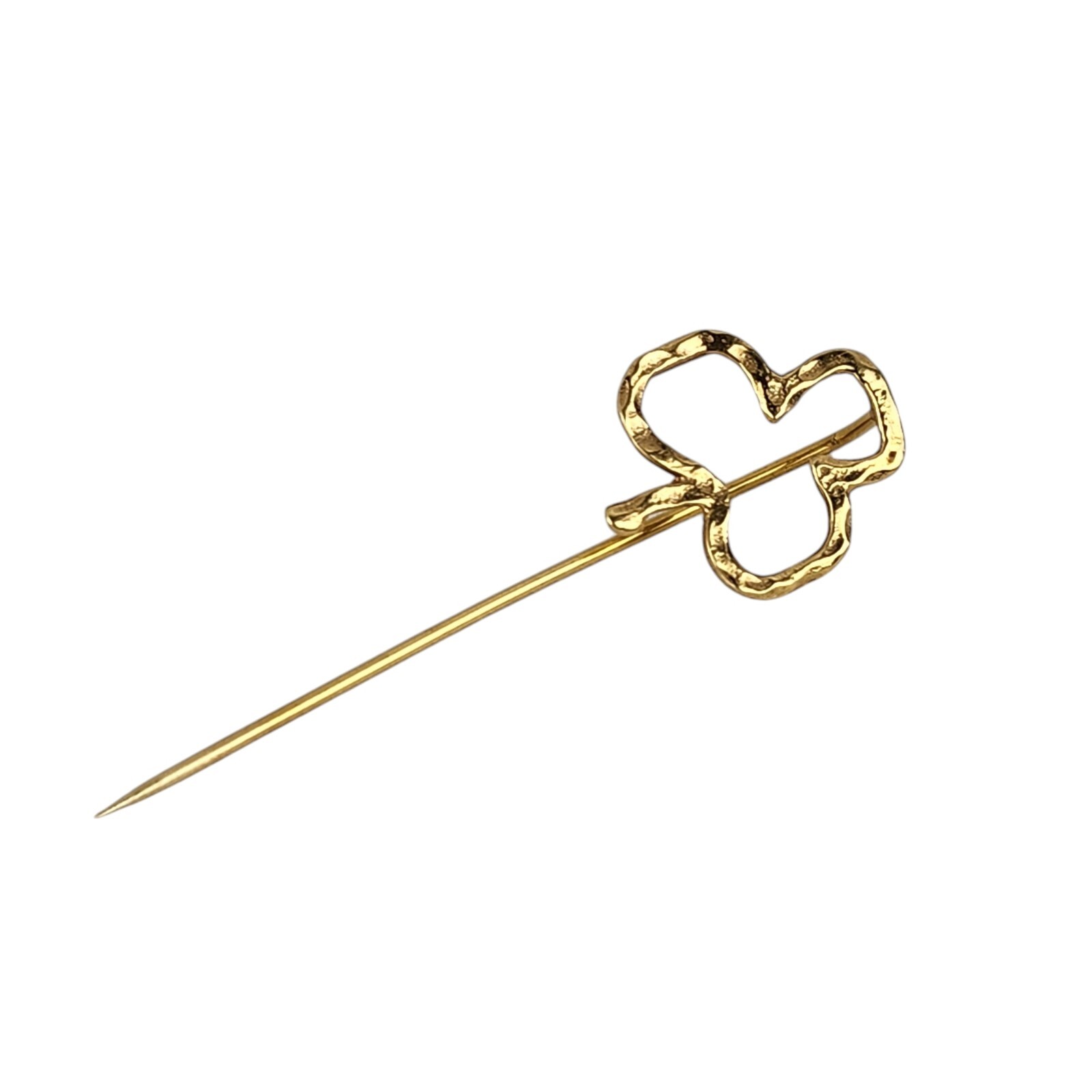 Vintage JCF 14K Yellow Gold Tie Hat Stick Pin Three Leaf