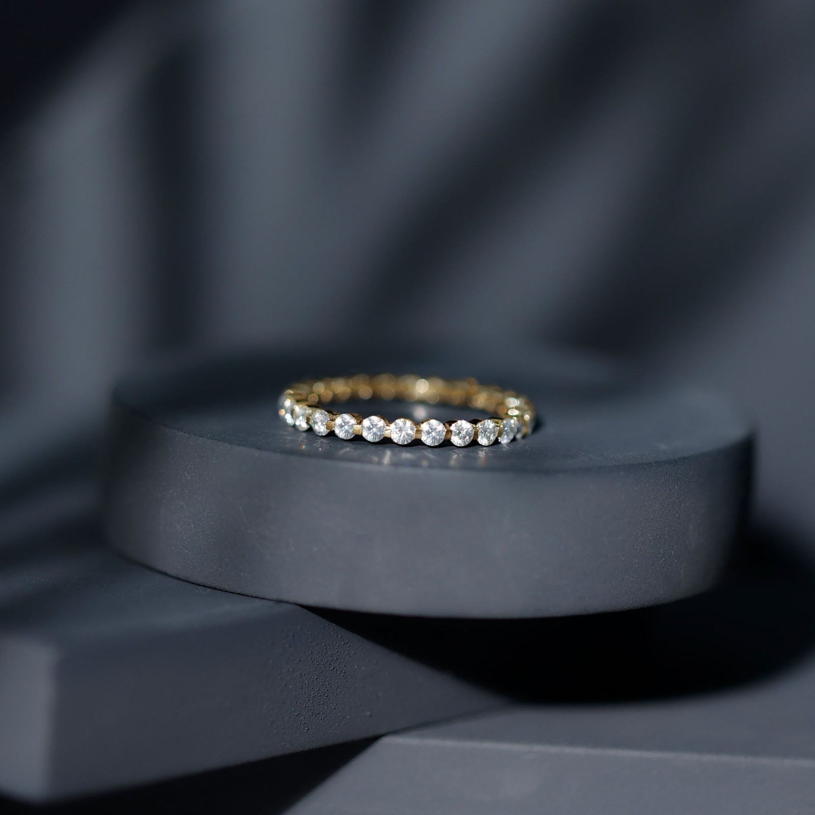Eternity Band Ring 14K Yellow Gold Plated In 1.20Ct Round Cut Simulated Diamond
