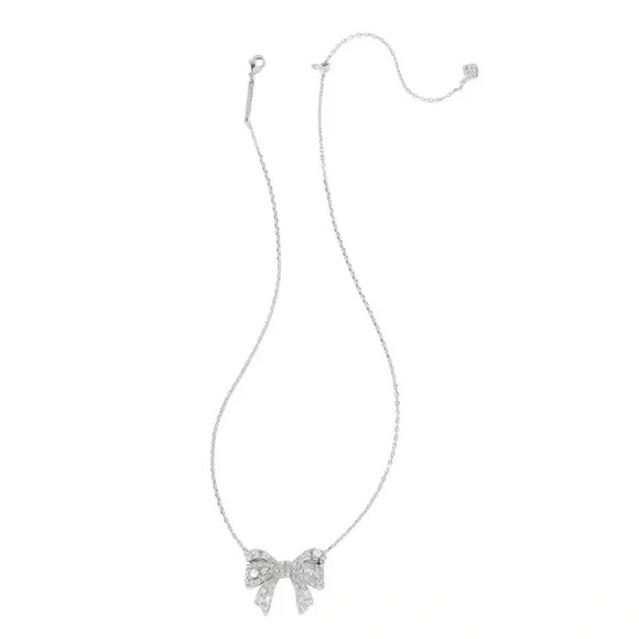KENDRA SCOTT Krista Silver Bow Short Pendant Necklace in White Mix
