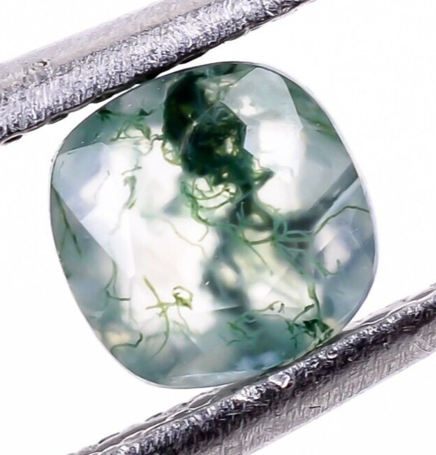 Faceted Cut Green Mossy Agate Cushion Shape 5X5mm Loose Rare Gemstone 0.50 Ct.