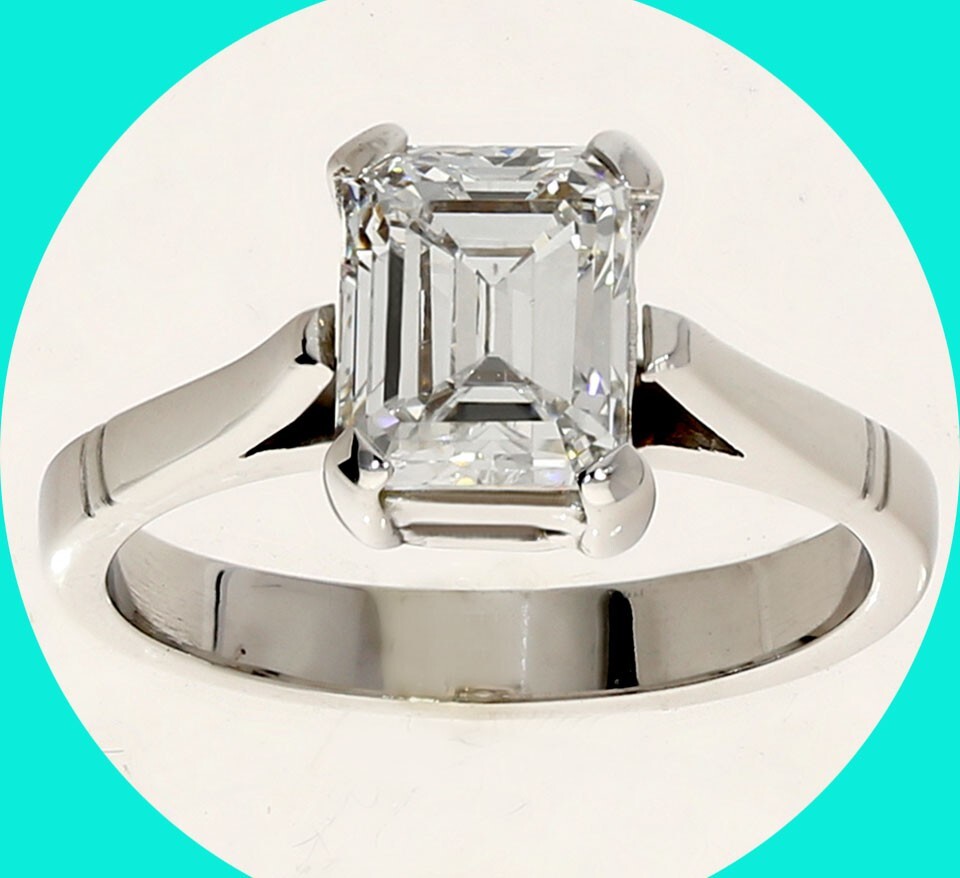 1.75CT Emerald Cut Diamond Solitaire Engagement Ring White Gold 5 1/4
