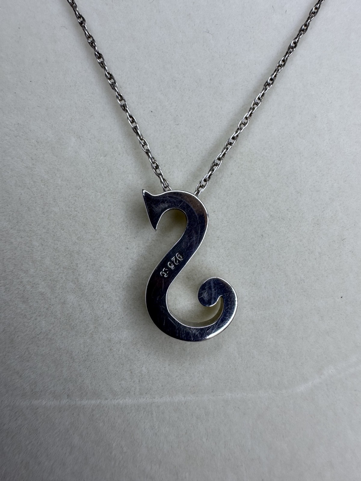 925 Sterling Silver Letter S Initial Pendant Necklace 17″ + 2″ Extender 3g
