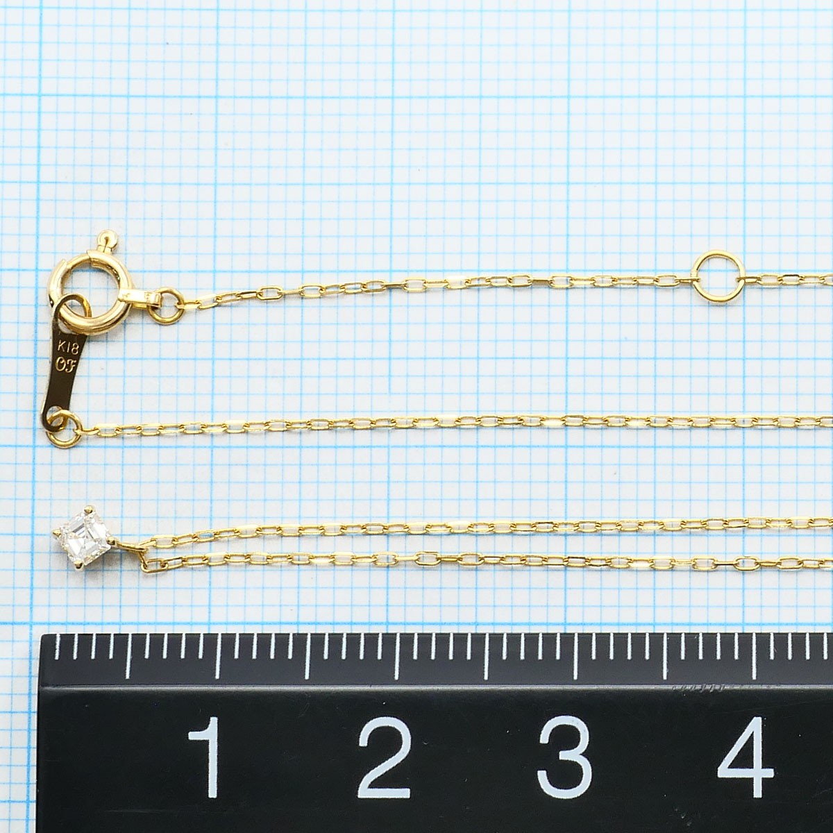 Orefice K18 18k gold Necklace Diamond 0.08ct 0.8g 40cm Free shipping Used