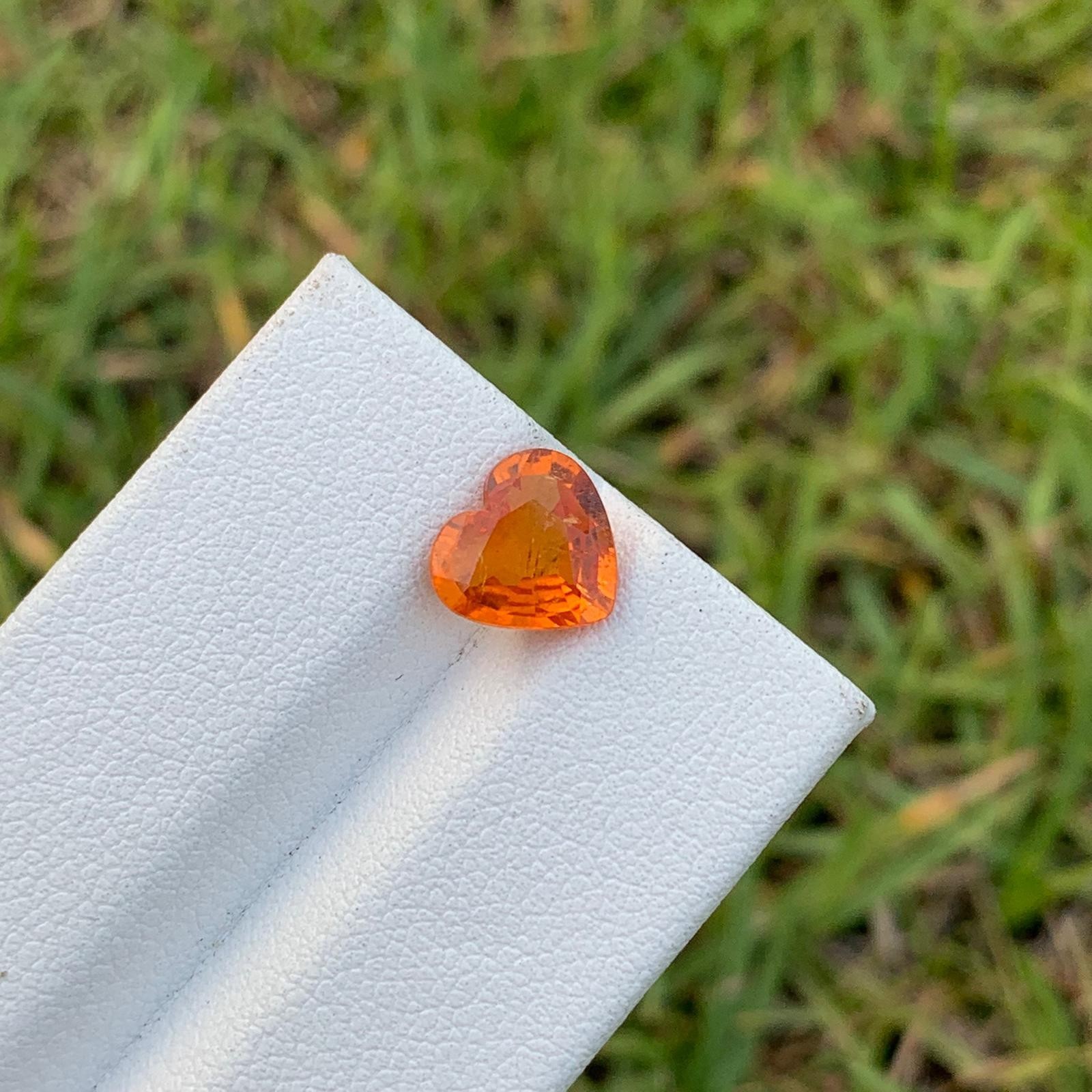 Natural Orange Garnet 2.10 Cts Heart Cut SI Clarity Loose Gemstone Tanzania