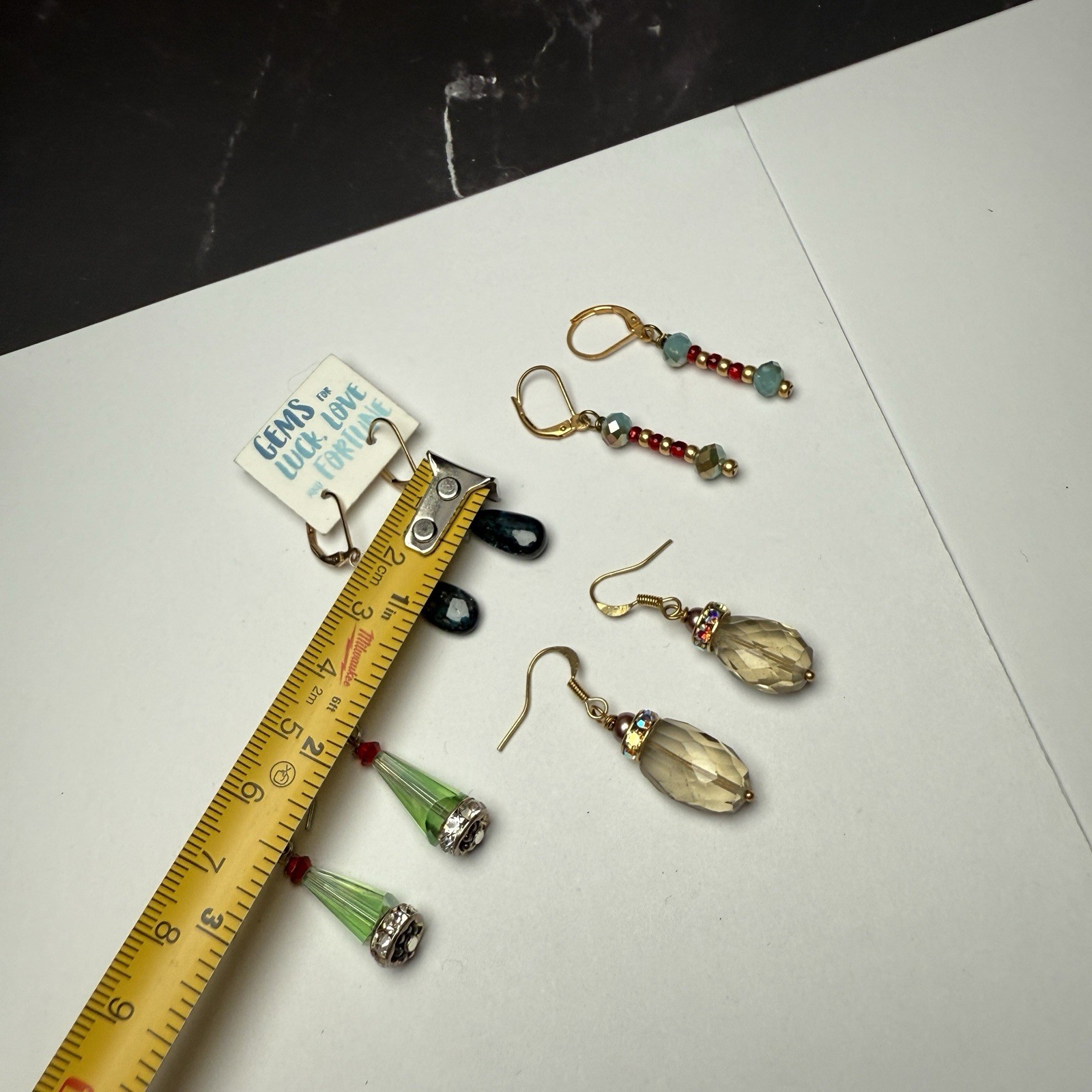Dangle Drop Pierced Earrings Lot Of 4 Glass Bead Beaded
