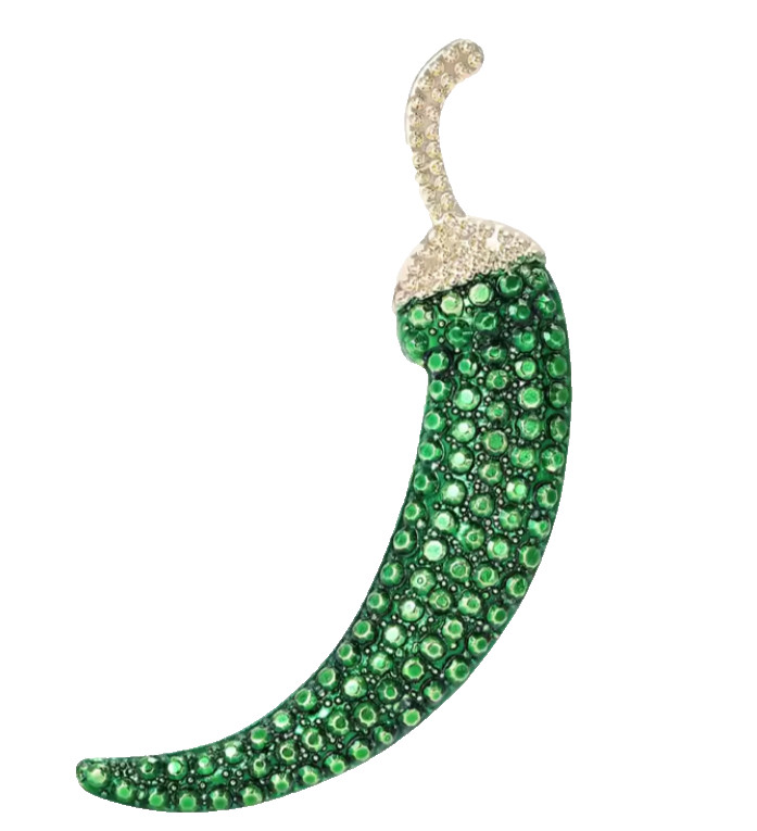 Green Chili Pepper Brooch Enamel Alloy Pepper Pin Vegetable Nature Jewelry Gift