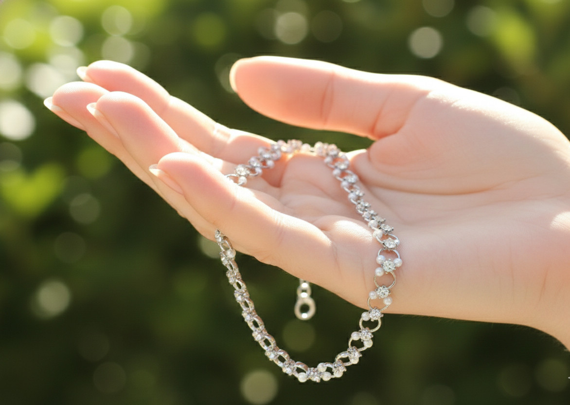 Elegant Silver Tone Brass Anklet 925 Silver Plated Designer Anklet For Women