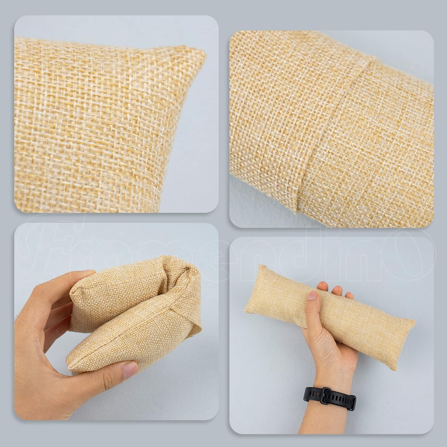 Framendino, 2 Pack Linen Long Watch Pillow Bracelet Bangle Cushions Display