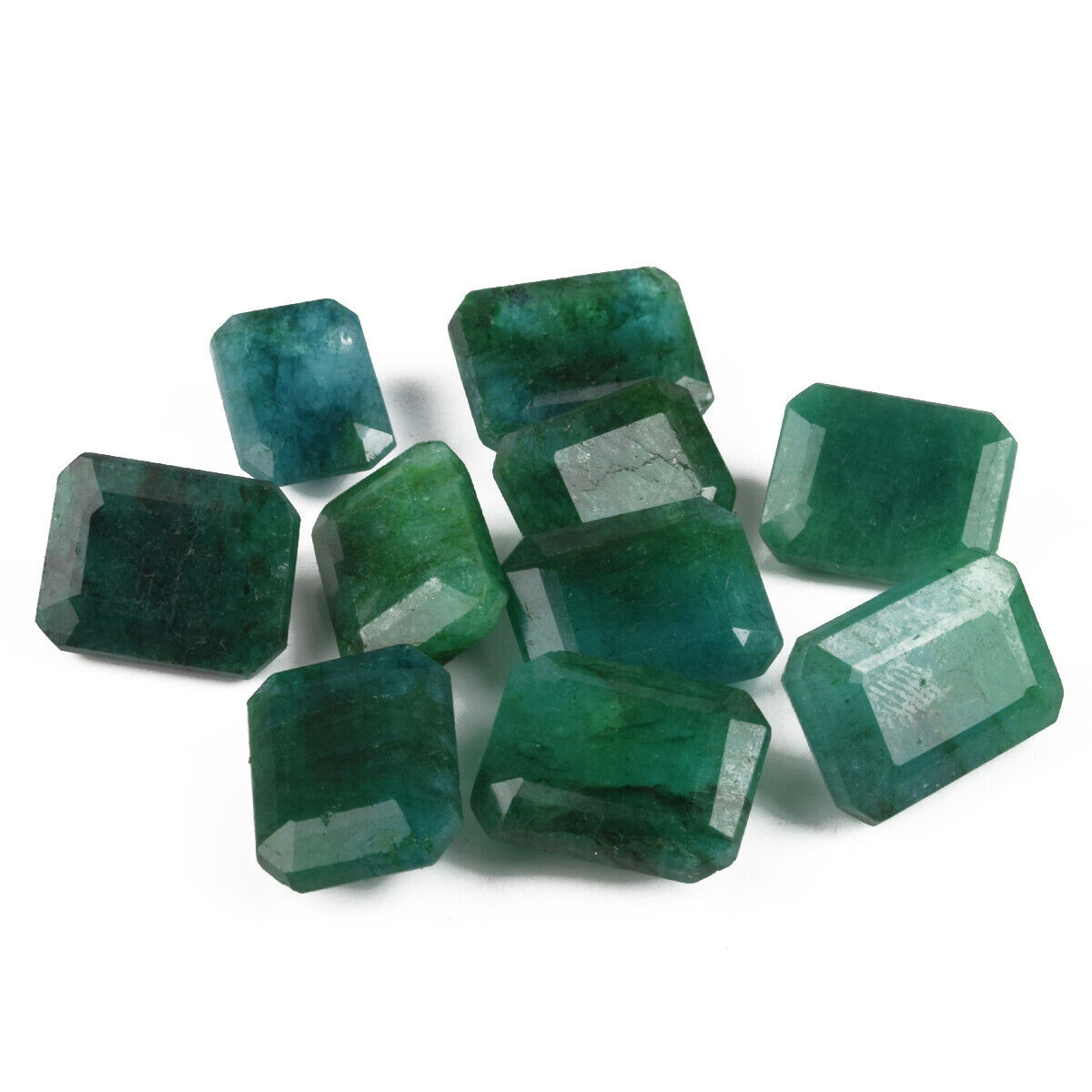 Natural Zambian Green Emerald 100 Carat /8 Pcs Faceted Cut Loose Gemstone Lots