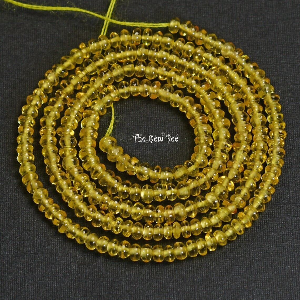 2.8mm Petite Natural Golden Yellow Sapphire Smooth Rondelle Beads 16″ Strand