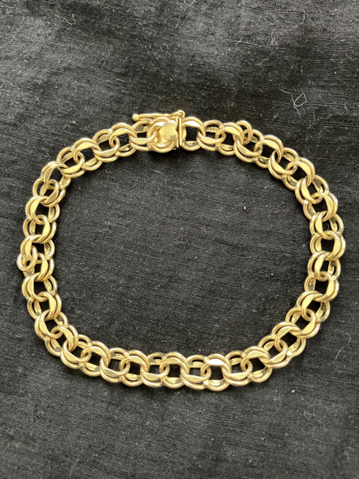14K yellow gold double link charm bracelet POM 60’s 21 grams 8 inches