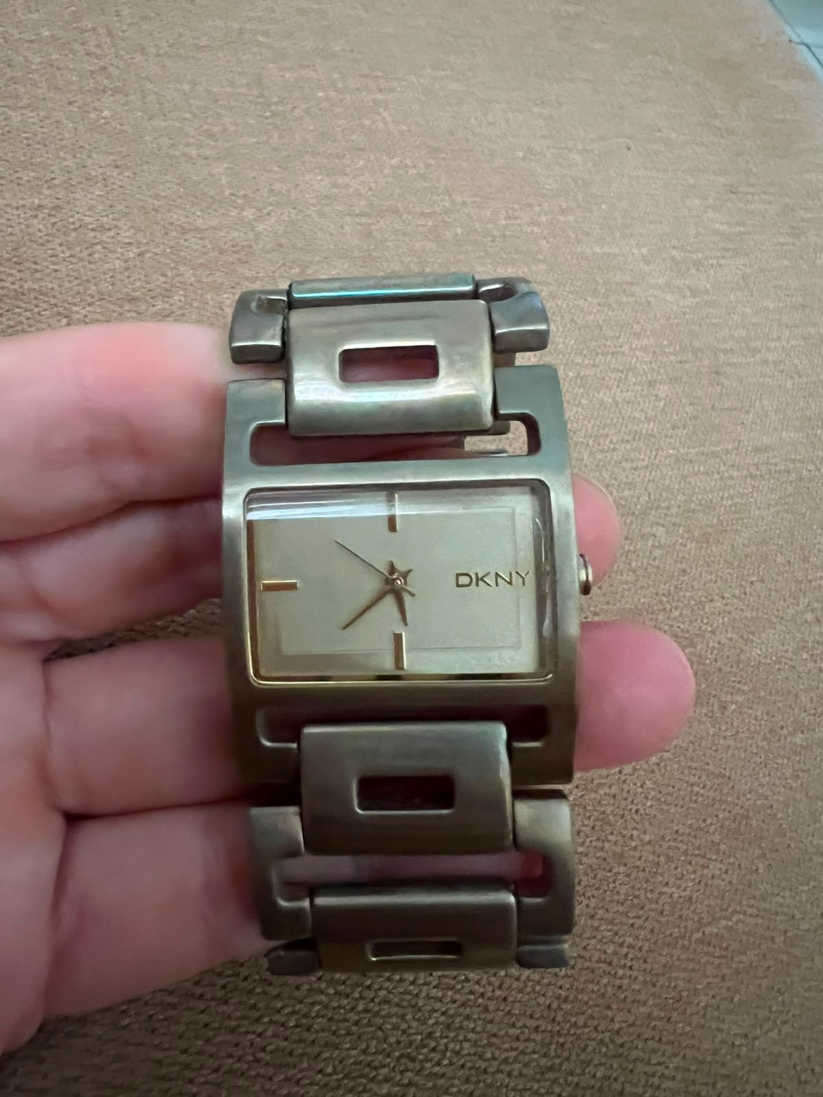 DKNY Women’s Y2K Bracelet Watch Rectangular Bronze Tone Quartz Working