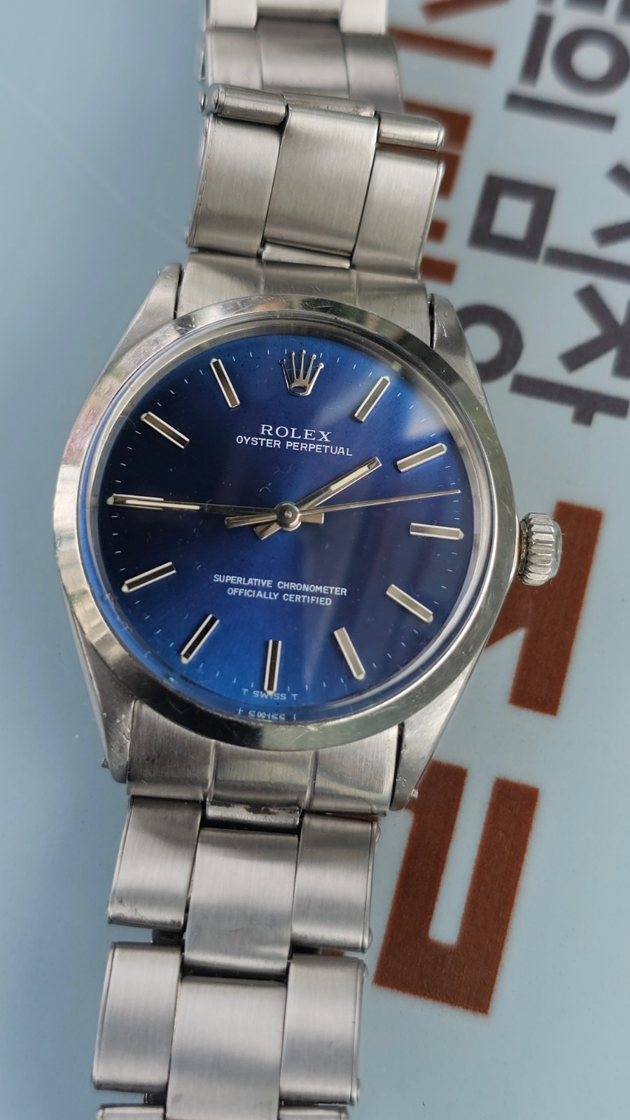 Rolex Oyster Perpetual 1002 Blue Dial Men’s Automatic Watch 1969