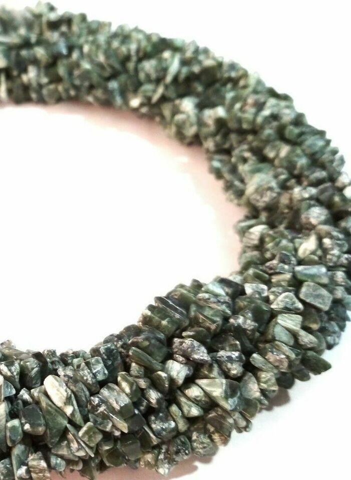 Seraphinite Chip Uncut 4-6mm Smooth Handmade Gemstone Beads 34″Inch 1 Strand