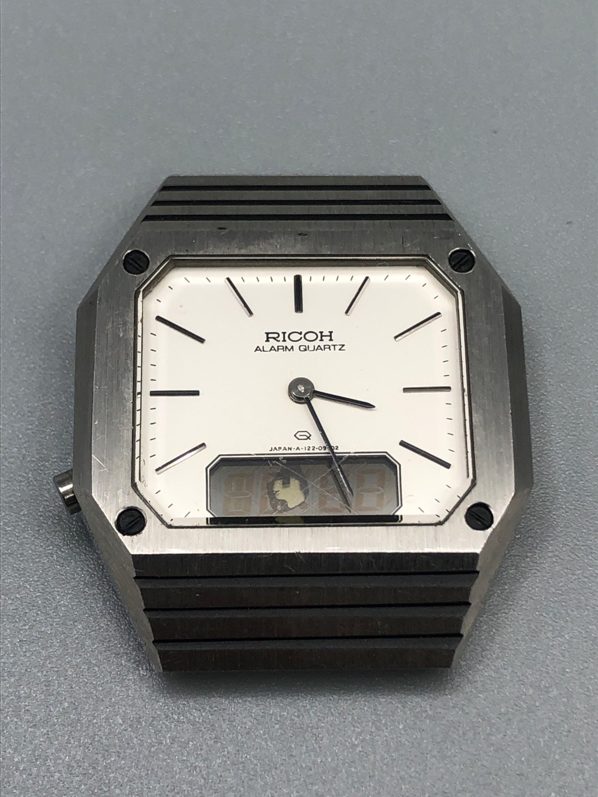 PARTS AS IS VINTAGE LATE 70s RICOH RIQUARTZ LCD JAPAN ANA-DIGI WATCH HEAD ONLY