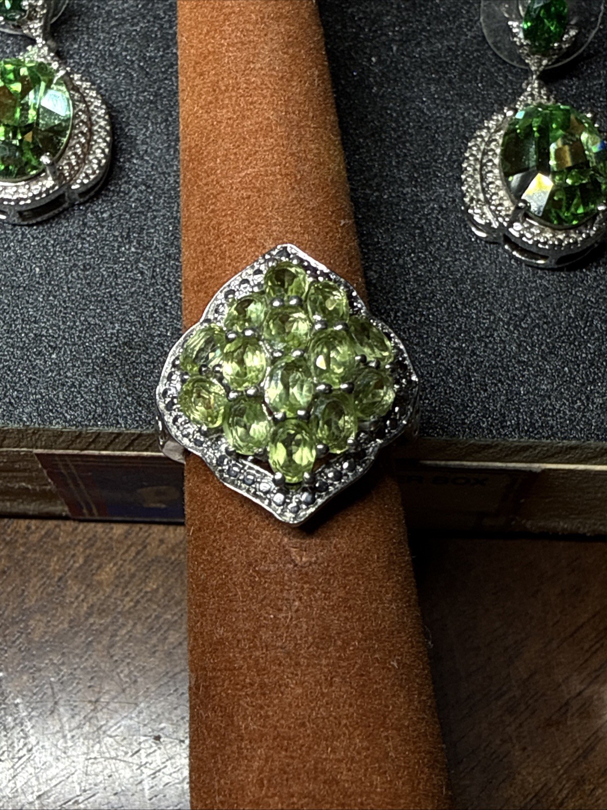 Womens Ring Green Stones Ring And Earrings STS Karis Size A Little Over 5
