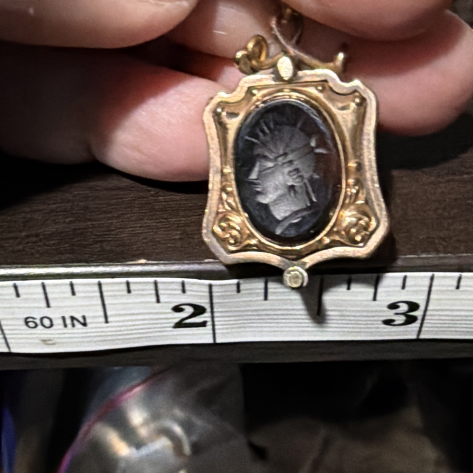 Victorian Etruscan 48g Gold Fill Book Chain Necklace Slide GF Locket Tiger Eye