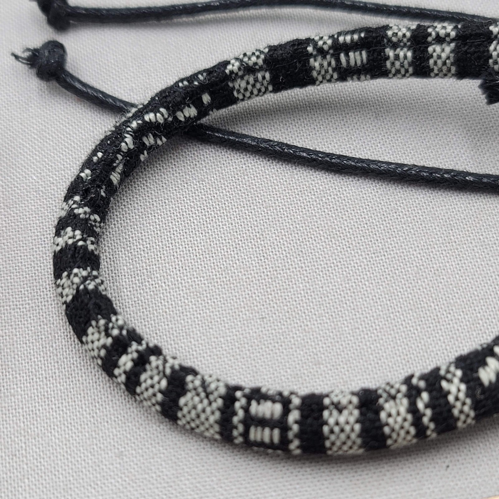 Cotton Textile Pattern Bracelet Lot of 2 Slide Adjustable