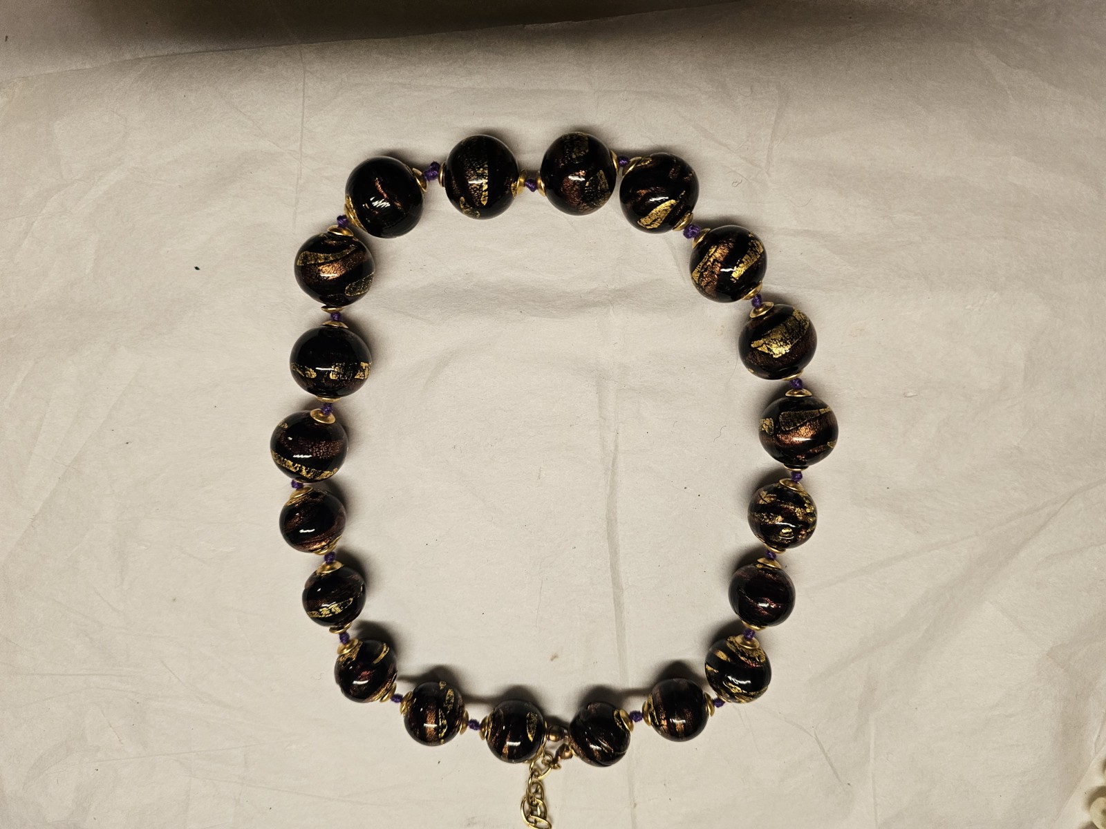 Black And Gold Cloisonne Bead Choker