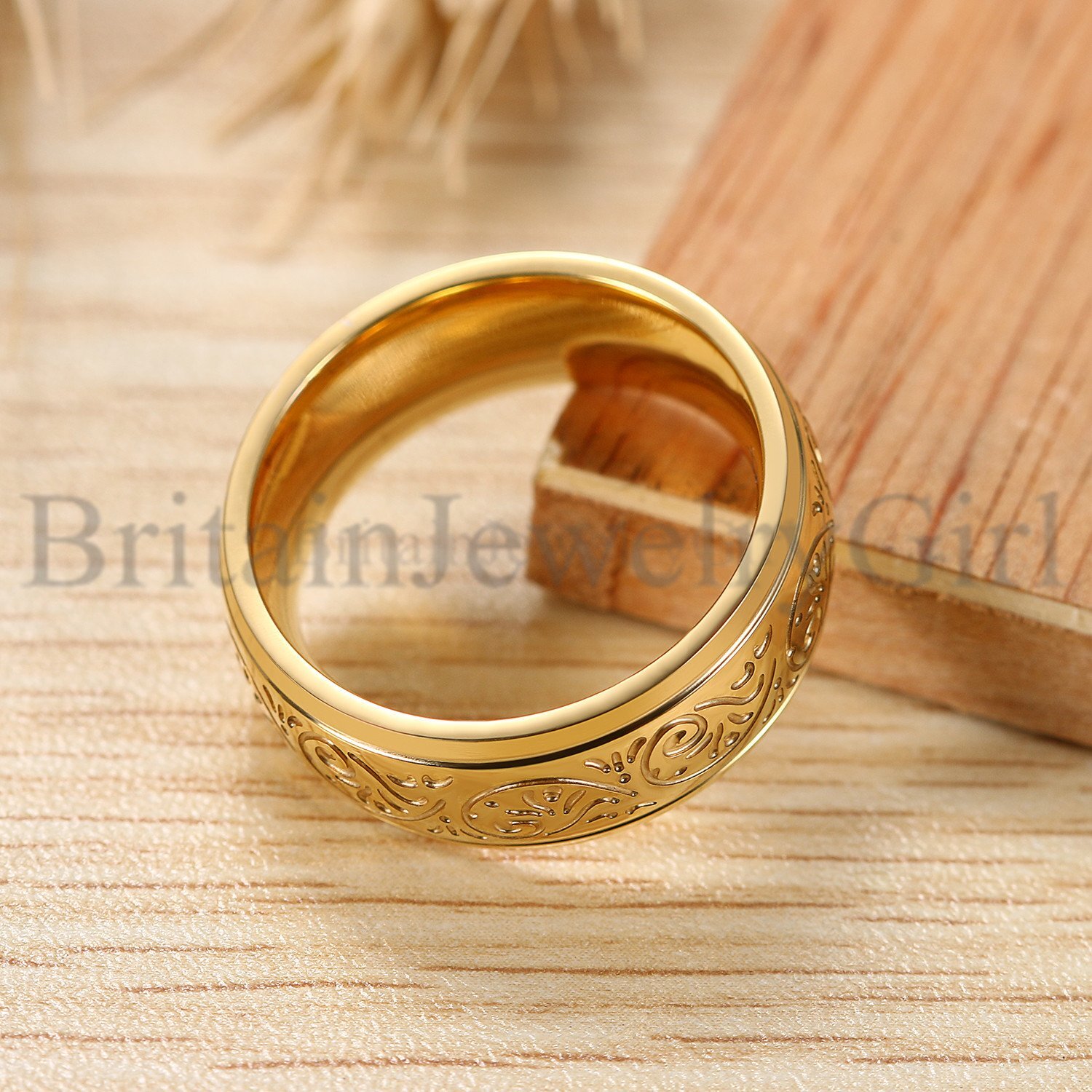 8MM Stainless Steel Florentine Design Men Women Wedding Ring Band Size 7-13