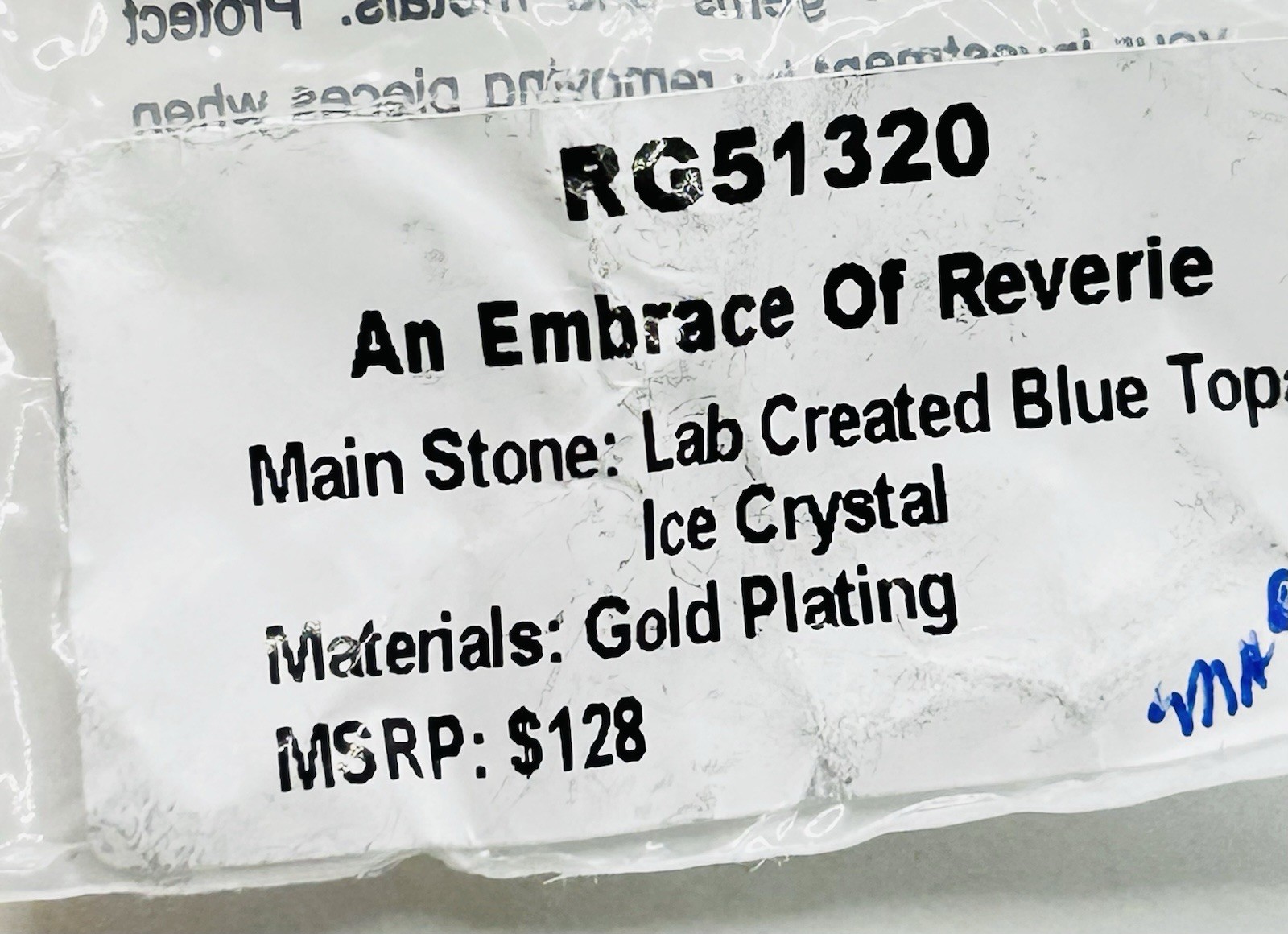 Bomb Party An Embrace of Reverie RG51320 Blue Topaz Ice Crystal Gold Plate Ring