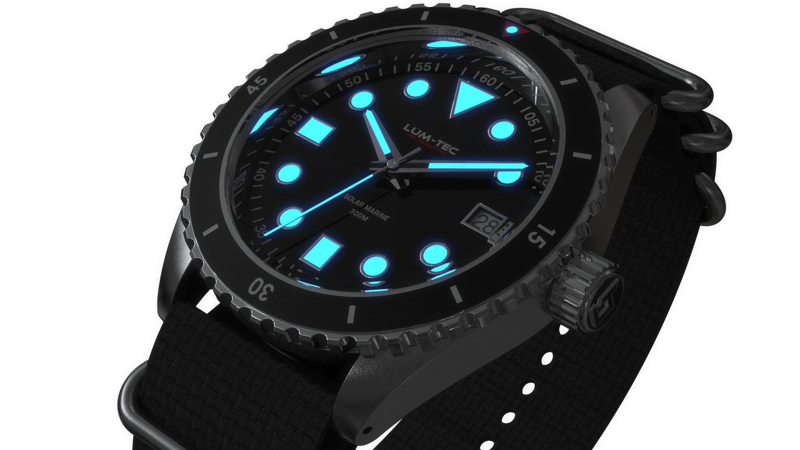 Lum-tec Dive Solar Marine 5 Super-Luminova 300M dive US Made 39mm NIB w warranty