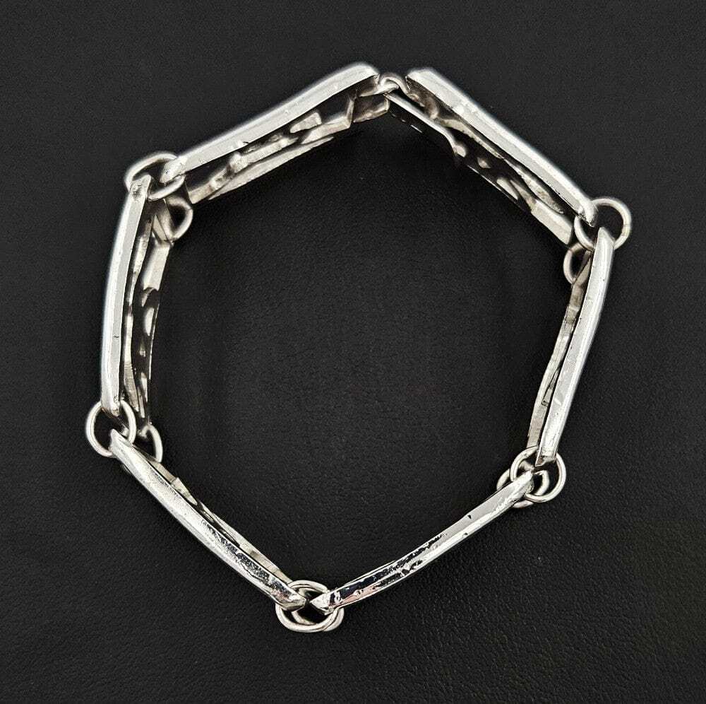 Martin Elmblad Sweden Sterling Reindeers Elephants Panel Link Bracelet 1946