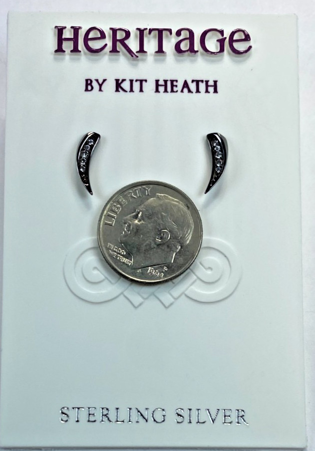 Kit Heath Ruthenium over Sterling Silver Signed Mini CZ Pave Earrings NWT Gift B