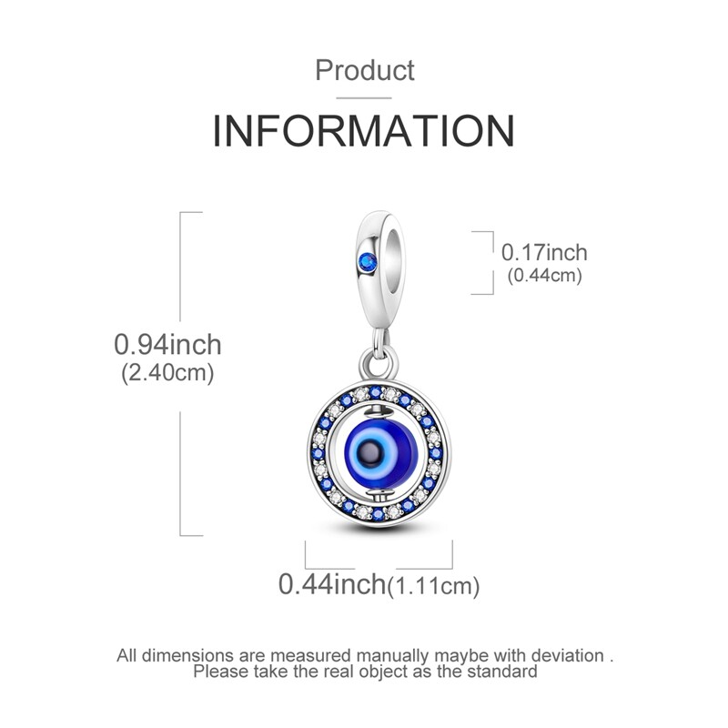 MULA European Silver Plated Charm Blue AAA CZ Rotating eyes For Women Bracelet