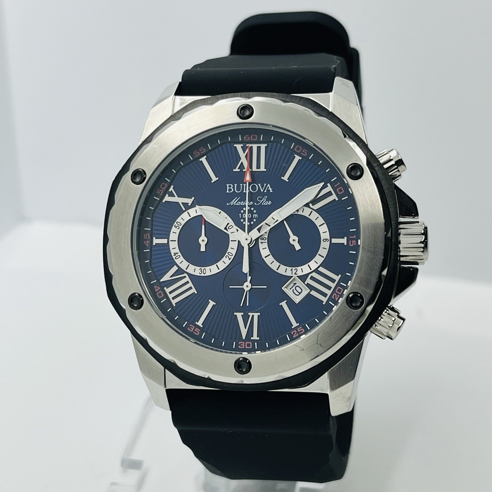 Bulova Marine Star Chronograph Men’s Blue Dial 44mm Stainless Steel Watch 98B258