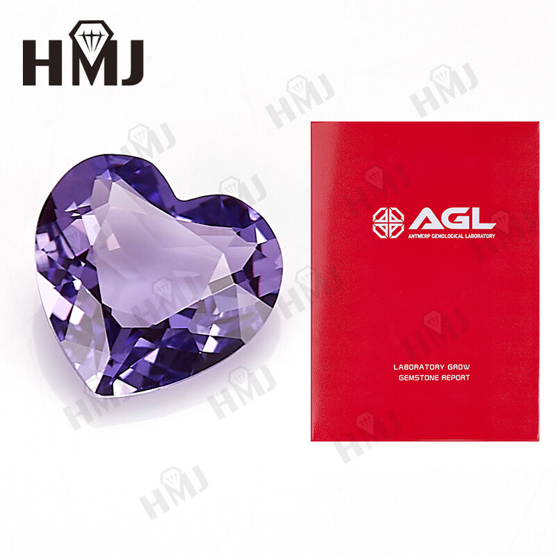 8.3ct Heart Lab Grown Purple Sapphire Loose Gemstone W. AGL Certificate Jewelry