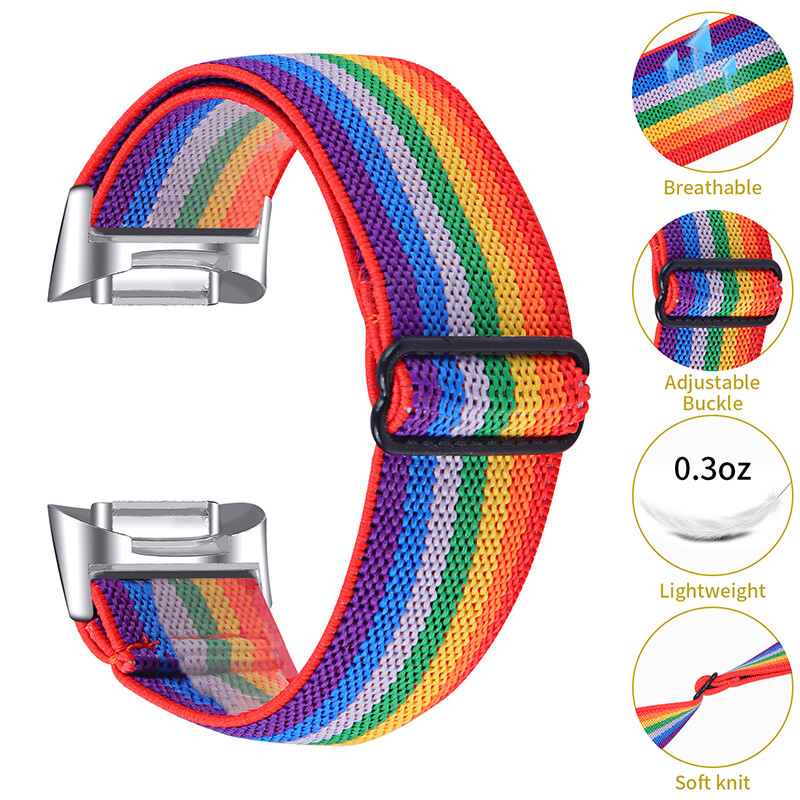 For Fitbit Charge 5 Replacement Band Bohemia Woven Nylon Elastic Strap Band