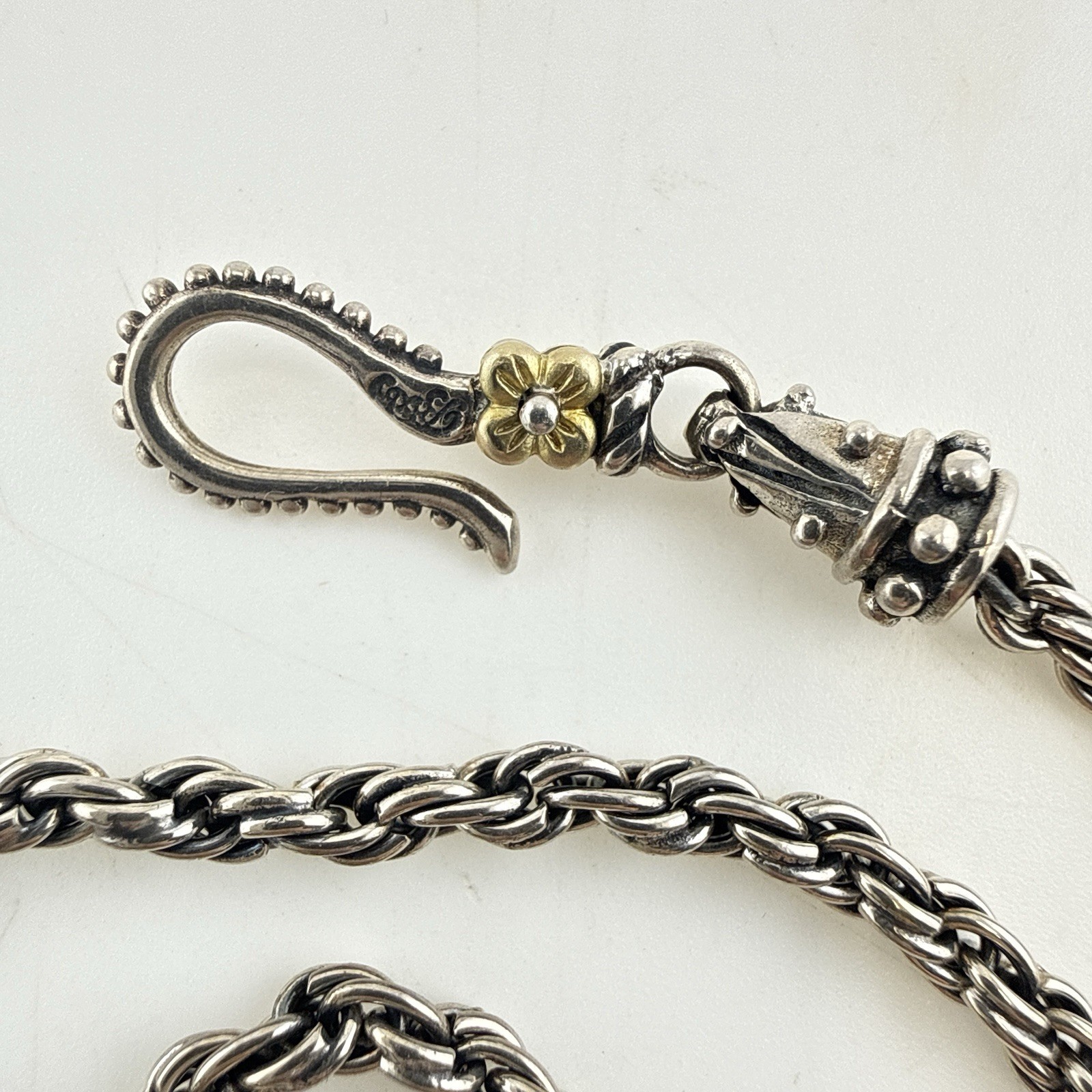 Barbara Bixby Necklace Rope Chain 18K Gold 925 Sterling Silver Twisted 16″ Hook