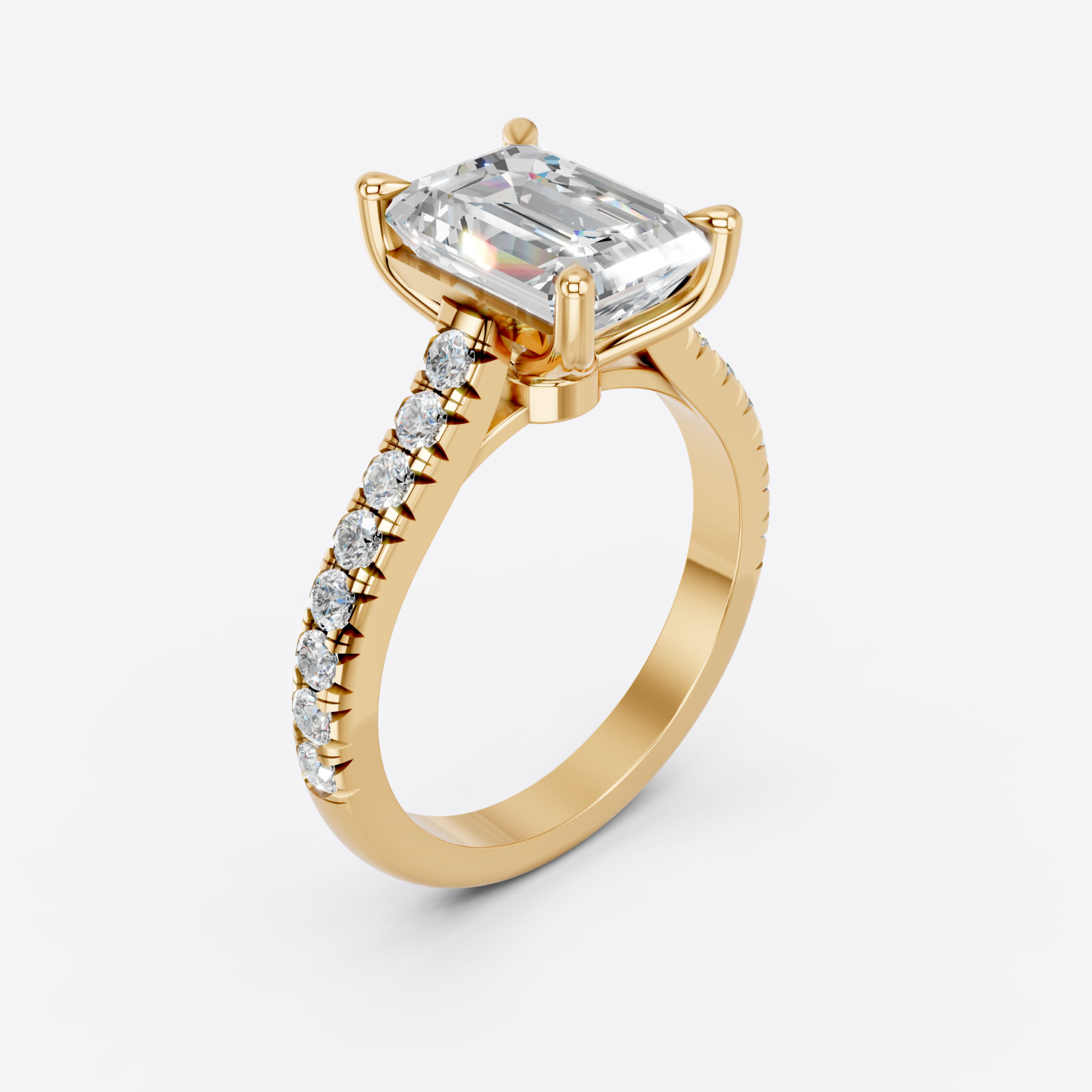 IGI 3.17 CT F VS1 Emerald Cut Lab Grown Diamond Engagement Ring 14k White Gold