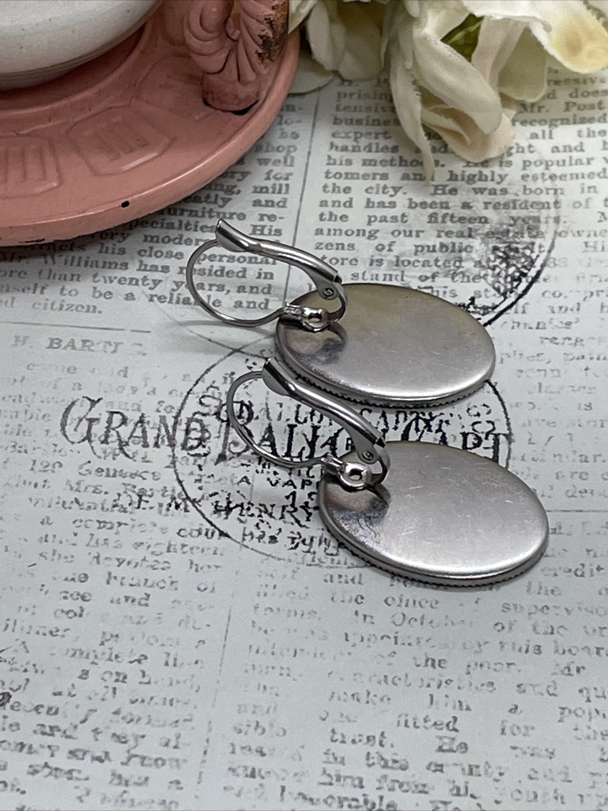 Seahorse Blue Silver Wedding Gift Anniversary Earrings Cameo Birthday Sea Life