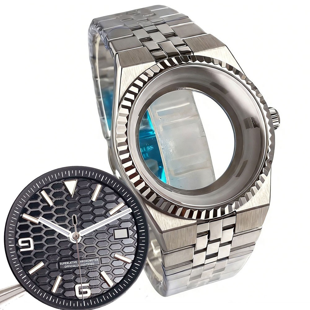 41mm Watch Case Bracelet Sapphire Fit NH35 NH36 NH38 for Land-Dweller 34mm Dial