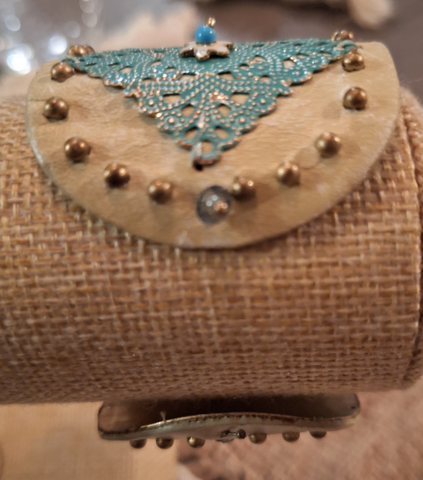Western Embellished Leather Cuff Crystal,Metal,Enamel Embellishments 2″ wide