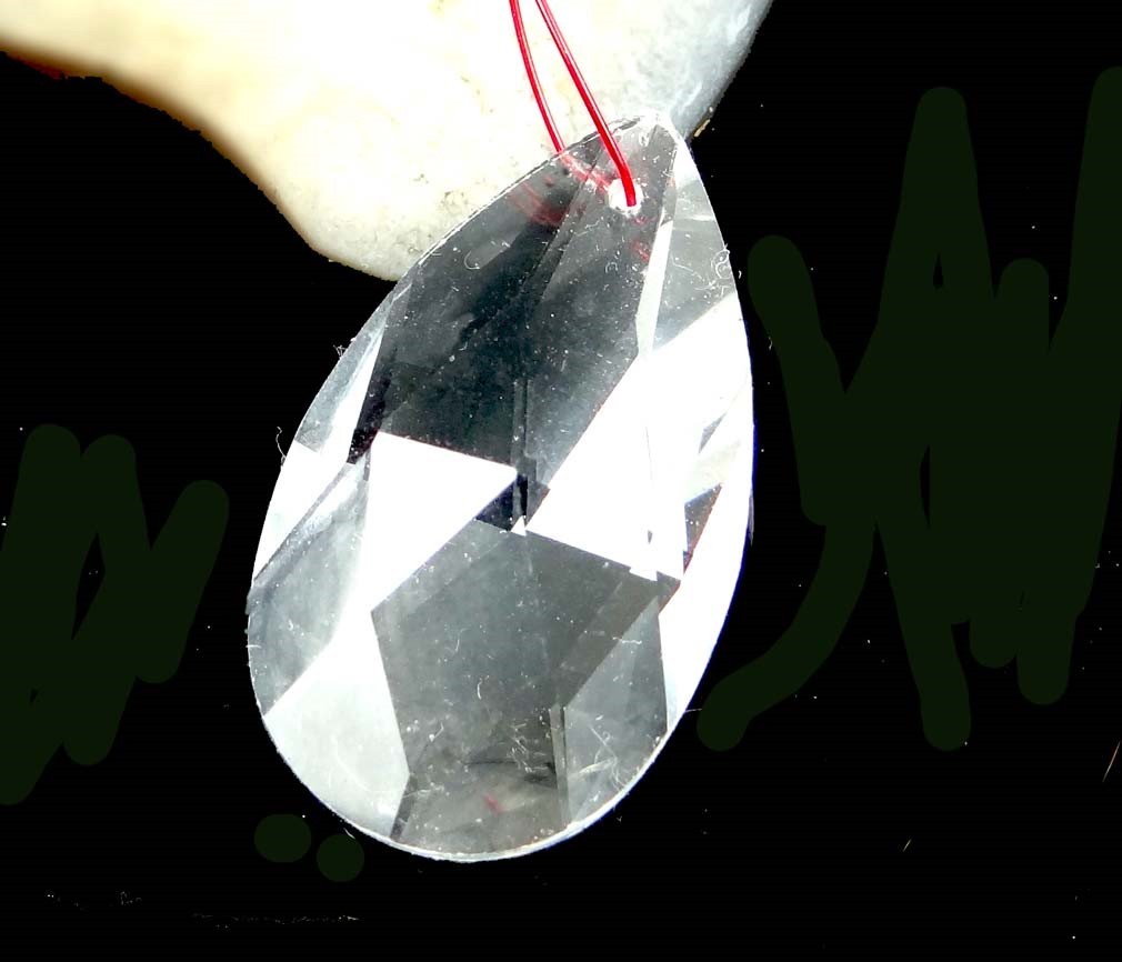 38mm Clear Glass Quartz Faceted Teardrop Pendant Bead