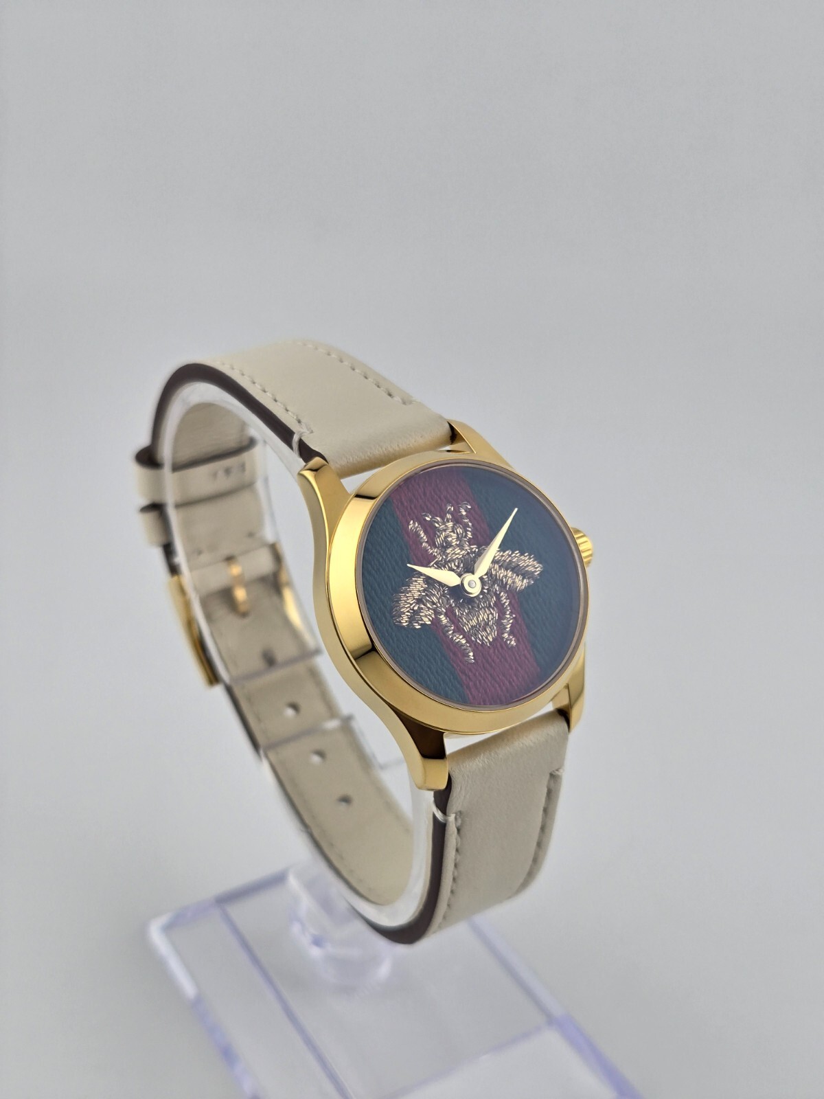 Gucci G-Timeless Women’s Bee Dial Leather Band Watch – YA1265009 ($1100 MSRP)