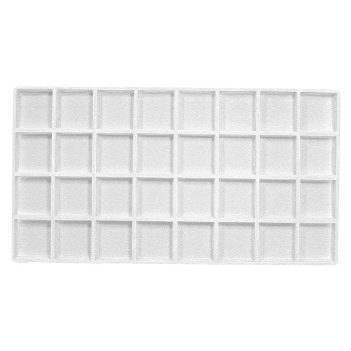 12 Tray Inserts 32 Compartment Liners White Jewelry Plastic 14″ x 7 ½” x ½”