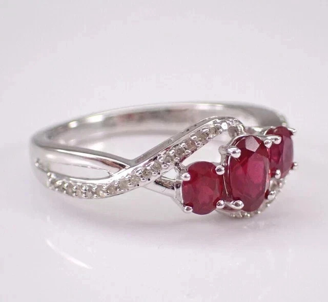 4.40Ct Oval Cut Cut Natural Red Ruby & Diamond 14K White Gold Luxurious Ring