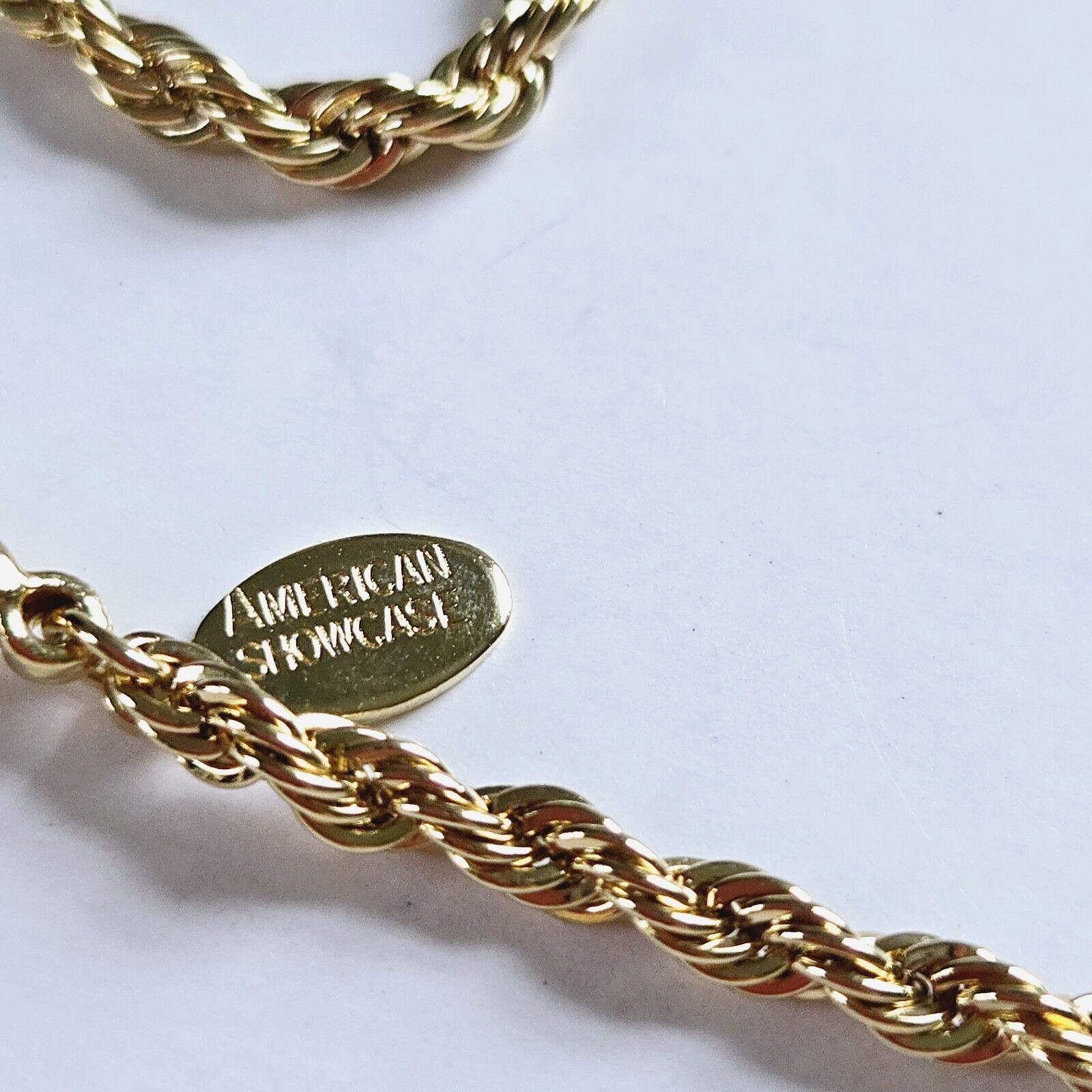 Vintage American Showcase Gold Plated Rope Chain Retro Classic Necklace 18″x 4mm