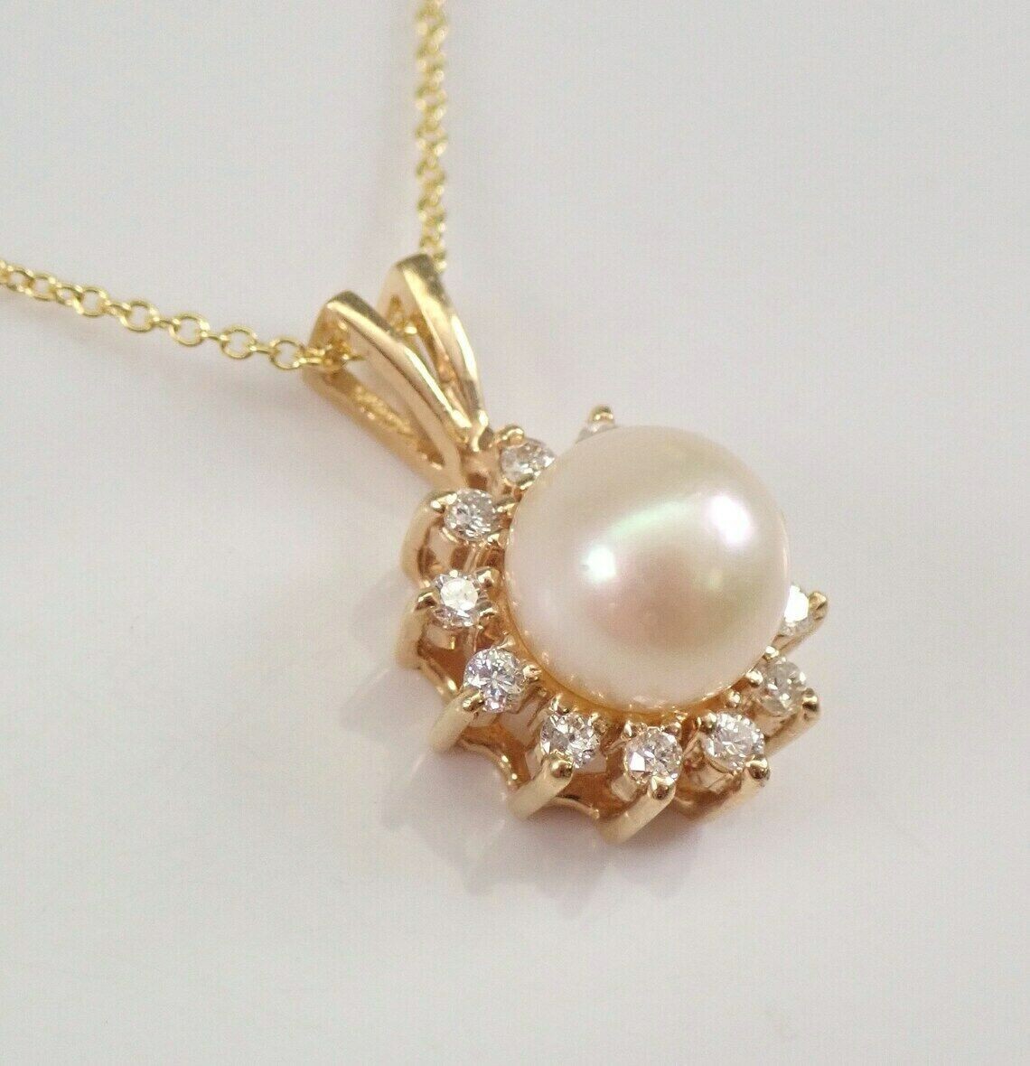 2.50Ct Round Cut White Pearl Halo Pendant 14K Yellow Gold Finish Free Chain