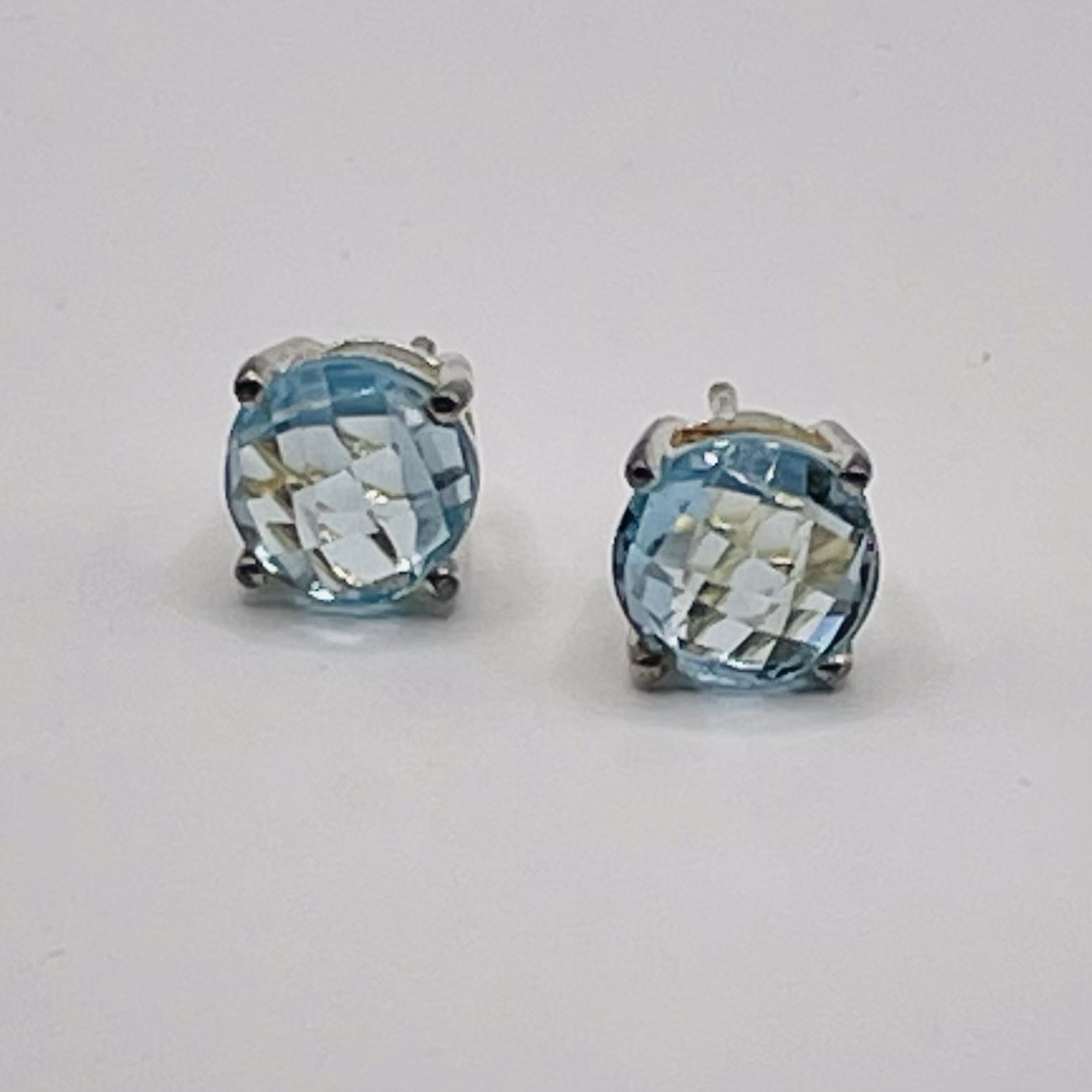 Sky Blue Topaz Rhodium Over Silver Stud Earrings 9.00ctw .39 Inch