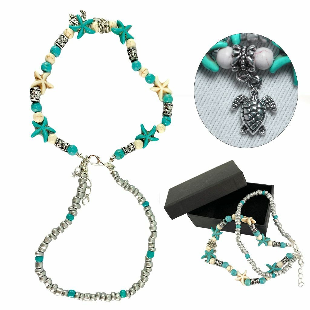 Boho Ankle Bracelet Silver Tone Women Fashion Beaded Adjustable Beach Anklet US