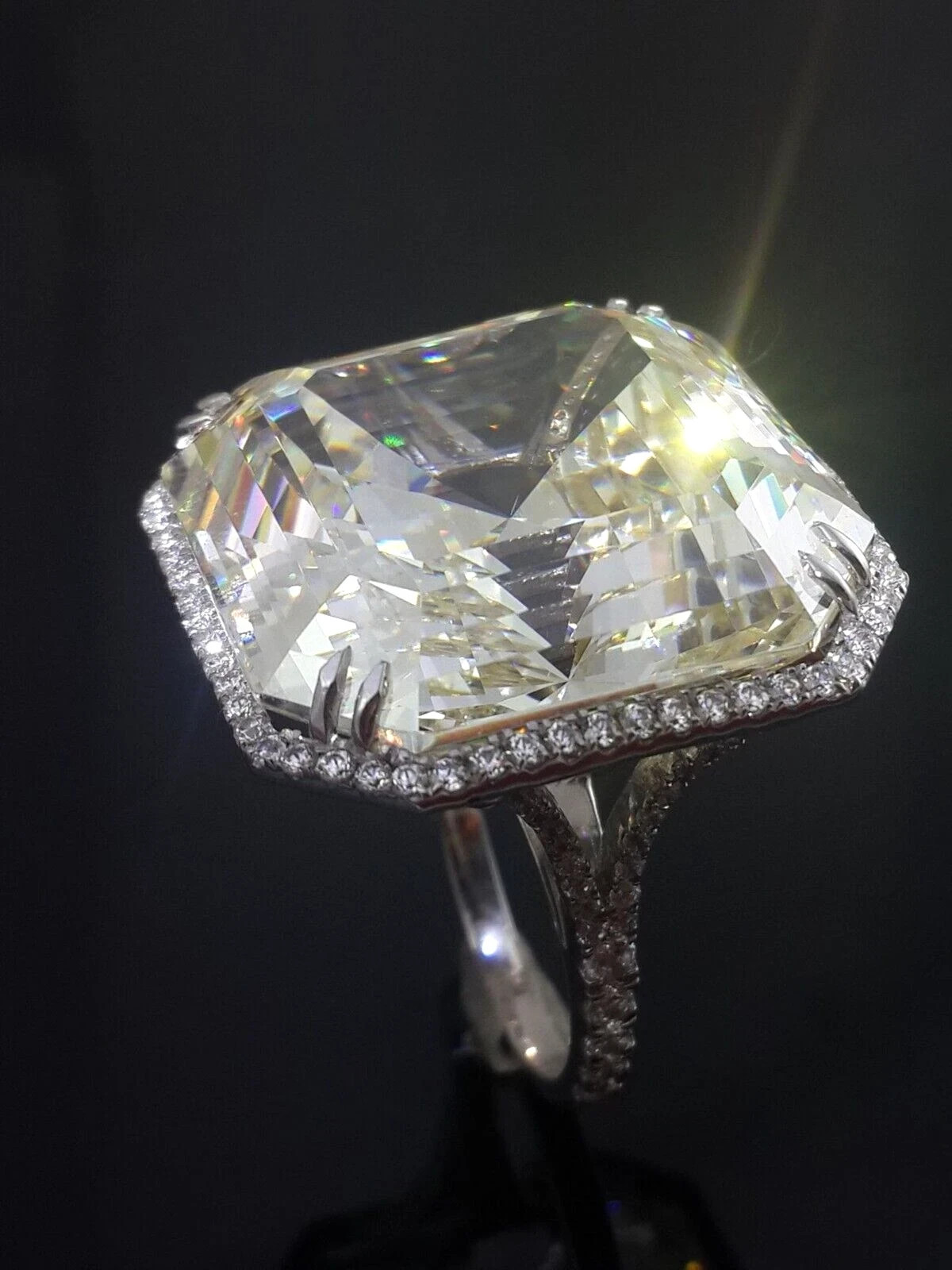 12.70 Ct Asscher Cut Certified White Diamond Ring-FREE Studs, Tariff Free
