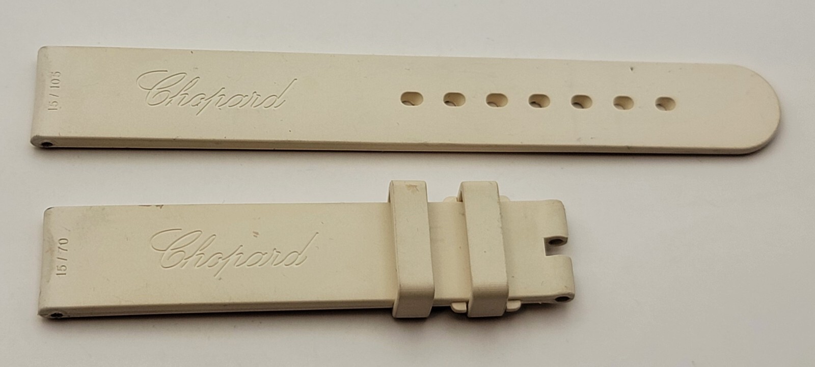 NEW Authentic Chopard Sport Happy white rubber Watch Strap 15/14mm, 70+105mm OEM