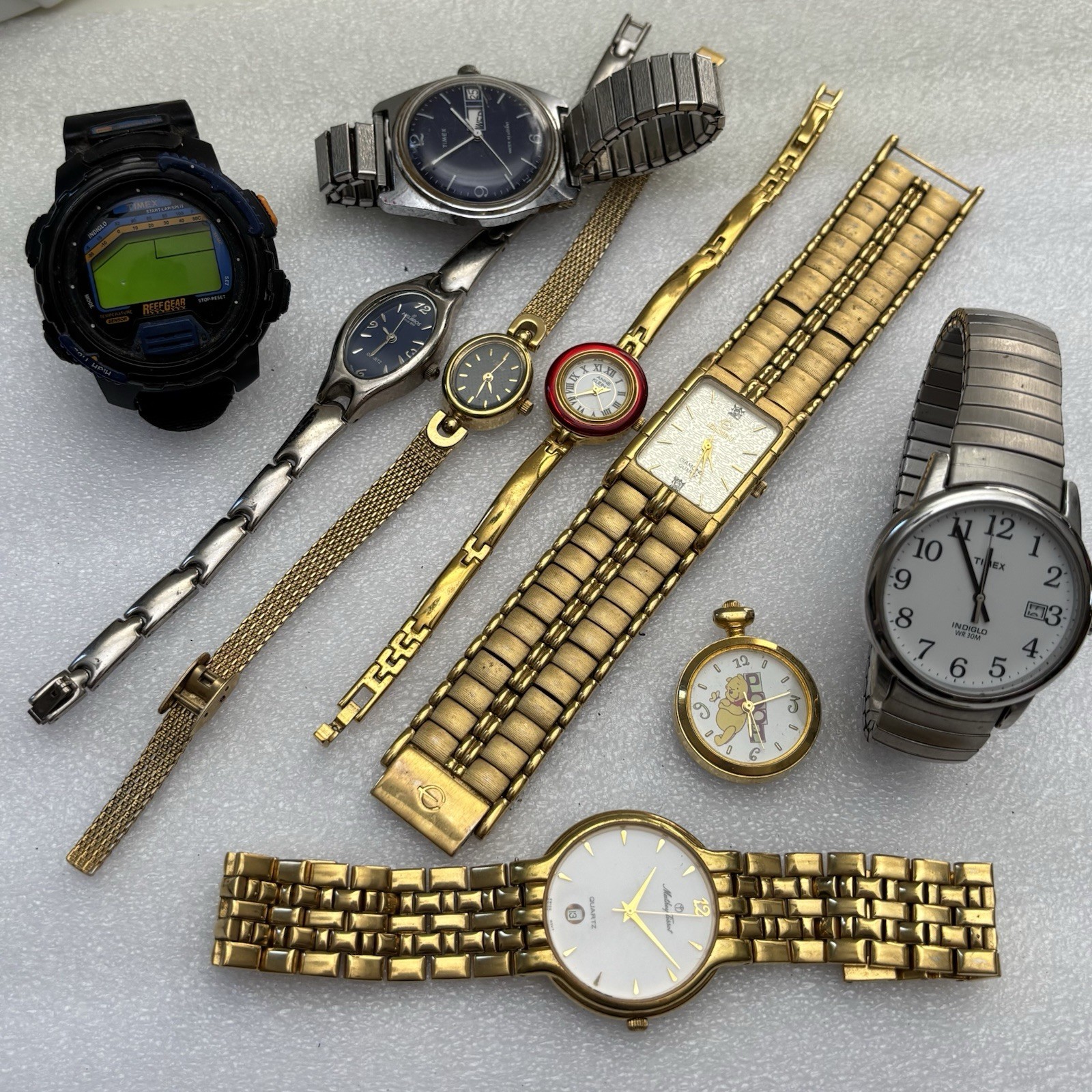 Untested Vintage Ladies Watch Lot – Mathey Tissot Elgin Anne Klein Helbros Timex