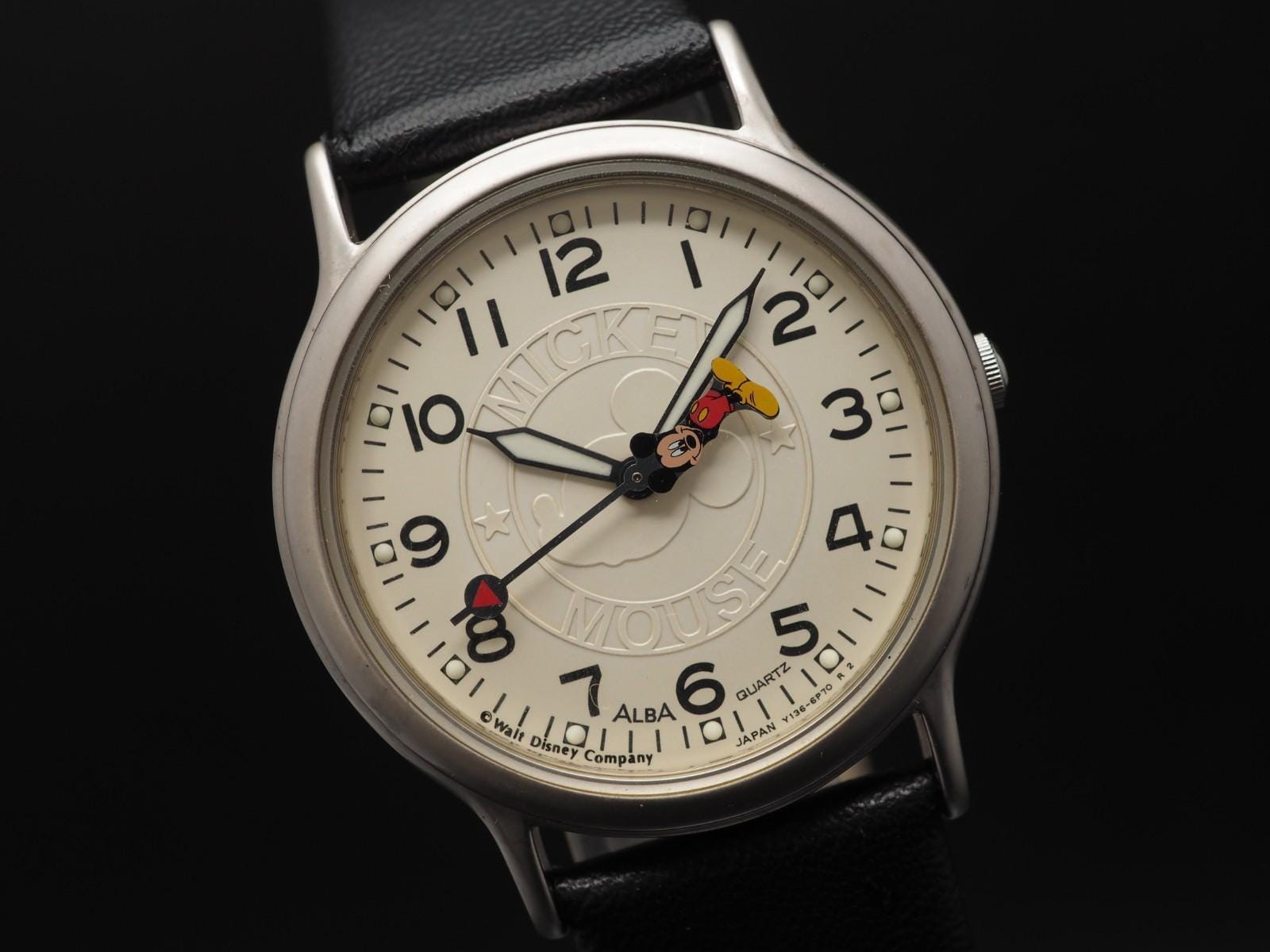 Vintage Seiko Alba Disney Mickey Mouse Y136-6E50 33mm Qz Mens Watch JAPAN
