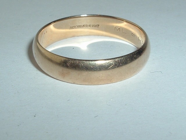 VINTAGE ARTCARVED 14KT YELLOW GOLD WEDDING RING BAND SIZE 10.5